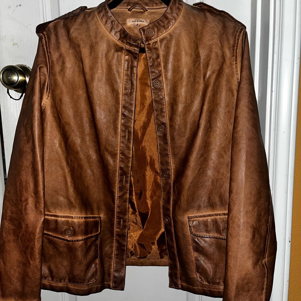 Max Studio Tan Leather Jacket